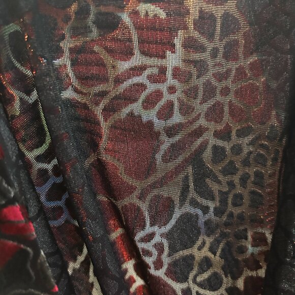 Vintage Red Velvet Burnout Top Sheer Floral Spider Web Witchy Whimsigoth Sz M - Picture 5 of 6